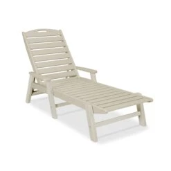 POLYWOOD Nautical Chaise With Arms - Premium All-Weather Lounge Chair -VERMONT WOODS Nautical Chaise with Arms NCC2280SA Sand