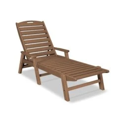 POLYWOOD Nautical Chaise With Arms - Premium All-Weather Lounge Chair -VERMONT WOODS Nautical Chaise with Arms NCC2280TE Teak
