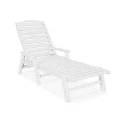 POLYWOOD Nautical Chaise With Arms - Premium All-Weather Lounge Chair -VERMONT WOODS Nautical Chaise with Arms NCC2280WH White