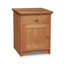 New England Shaker 1-Drawer Nightstand with Door and Arched Base
