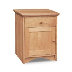 New England Shaker 1-Drawer Nightstand with Door and Arched Base -VERMONT WOODS New England Shaker 1 Drawer Arched Nightstand with Door Natural Maple