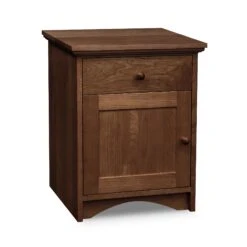 New England Shaker 1-Drawer Nightstand with Door and Arched Base -VERMONT WOODS New England Shaker 1 Drawer Arched Nightstand with Door Natural Walnut bzcpy9