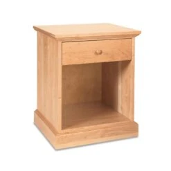 New England Shaker 1-Drawer Enclosed Shelf Nightstand -VERMONT WOODS New England Shaker 1 Drawer Enclosed Shelf Nightstand Natural Maple