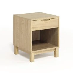Solid Oak 1-Drawer Nightstand with Enclosed Shelf - Oslo Collection -VERMONT WOODS Oslo 1 Drawer Enclosed Shelf Nightstand Natural Oak