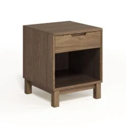 Solid Oak 1-Drawer Nightstand with Enclosed Shelf - Oslo Collection -VERMONT WOODS Oslo 1 Drawer Enclosed Shelf Nightstand Sand Oak