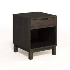 Solid Oak 1-Drawer Nightstand with Enclosed Shelf - Oslo Collection -VERMONT WOODS Oslo 1 Drawer Enclosed Shelf Nightstand Seared Oak