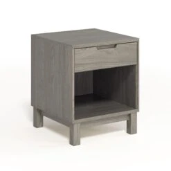 Solid Oak 1-Drawer Nightstand with Enclosed Shelf - Oslo Collection -VERMONT WOODS Oslo 1 Drawer Enclosed Shelf Nightstand Weathered Oak