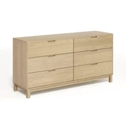 Solid Oak 6-Drawer Dresser - Oslo Collection Handcrafted Wood Storage -VERMONT WOODS Oslo 6 Drawer Dresser Natural Oak