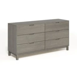 Solid Oak 6-Drawer Dresser - Oslo Collection Handcrafted Wood Storage -VERMONT WOODS Oslo 6 Drawer Dresser Weathered Oak