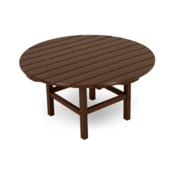 POLYWOOD Outdoor 38" Round Conversation Coffee Table -VERMONT WOODS Outdoor 38 Inch Conversation Table RCT38MA Mahogany