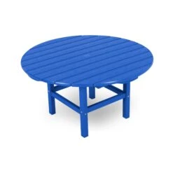 POLYWOOD Outdoor 38" Round Conversation Coffee Table -VERMONT WOODS Outdoor 38 Inch Conversation Table RCT38PB Pacific Blue