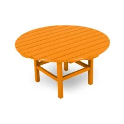 POLYWOOD Outdoor 38" Round Conversation Coffee Table -VERMONT WOODS Outdoor 38 Inch Conversation Table RCT38TA Tangerine