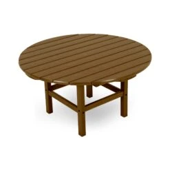 POLYWOOD Outdoor 38" Round Conversation Coffee Table -VERMONT WOODS Outdoor 38 Inch Conversation Table RCT38TE Teak