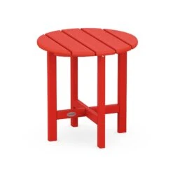 POLYWOOD 18" Round Side Table: Durable All-Weather Outdoor Furniture 22 POLYWOOD 18" Round Side Table: Durable All-Weather Outdoor Furniture -VERMONT WOODS POLYWOOD 18 Inch Round Side Table RST18SR Sunset Red