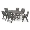 POLYWOOD Nautical 7-Piece Outdoor Dining Set - Slate Grey -VERMONT WOODS PWS125 1 GY