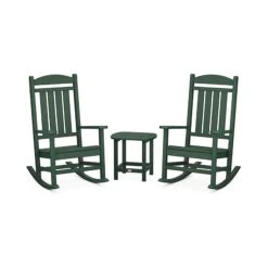 POLYWOOD Presidential Outdoor Rocking Chair 3-Piece Set with Side Table 22 POLYWOOD Presidential Outdoor Rocking Chair 3-Piece Set with Side Table -VERMONT WOODS PWS166 1 GR Green