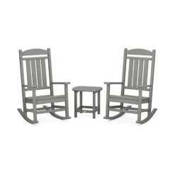 POLYWOOD Presidential Outdoor Rocking Chair 3-Piece Set with Side Table 17 POLYWOOD Presidential Outdoor Rocking Chair 3-Piece Set with Side Table -VERMONT WOODS PWS166 1 GY Slate Grey