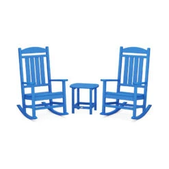 POLYWOOD Presidential Outdoor Rocking Chair 3-Piece Set with Side Table 25 POLYWOOD Presidential Outdoor Rocking Chair 3-Piece Set with Side Table -VERMONT WOODS PWS166 1 PB Pacific Blue