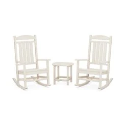 POLYWOOD Presidential Outdoor Rocking Chair 3-Piece Set with Side Table 20 POLYWOOD Presidential Outdoor Rocking Chair 3-Piece Set with Side Table -VERMONT WOODS PWS166 1 SA Sand