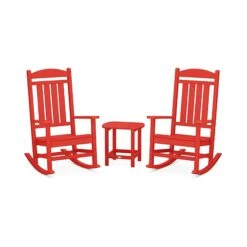 POLYWOOD Presidential Outdoor Rocking Chair 3-Piece Set with Side Table 26 POLYWOOD Presidential Outdoor Rocking Chair 3-Piece Set with Side Table -VERMONT WOODS PWS166 1 SR Sunset Red