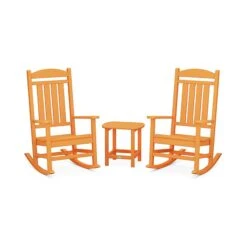 POLYWOOD Presidential Outdoor Rocking Chair 3-Piece Set with Side Table 27 POLYWOOD Presidential Outdoor Rocking Chair 3-Piece Set with Side Table -VERMONT WOODS PWS166 1 TA Tangerine