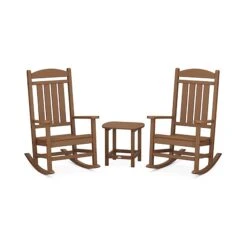 POLYWOOD Presidential Outdoor Rocking Chair 3-Piece Set with Side Table 18 POLYWOOD Presidential Outdoor Rocking Chair 3-Piece Set with Side Table -VERMONT WOODS PWS166 1 TE Teak