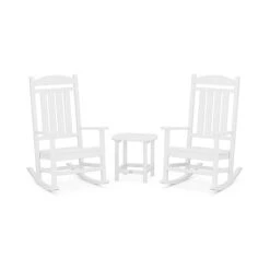 POLYWOOD Presidential Outdoor Rocking Chair 3-Piece Set with Side Table 21 POLYWOOD Presidential Outdoor Rocking Chair 3-Piece Set with Side Table -VERMONT WOODS PWS166 1 WH White