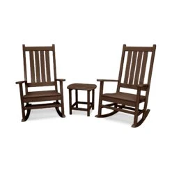 POLYWOOD Vineyard 3-Piece Rocking Set with Matching Side Table -VERMONT WOODS PWS355 1 MA Mahogany