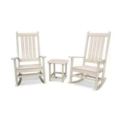 POLYWOOD Vineyard 3-Piece Rocking Set with Matching Side Table -VERMONT WOODS PWS355 1 SA Sand