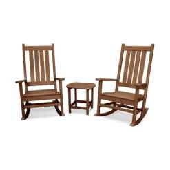 POLYWOOD Vineyard 3-Piece Rocking Set with Matching Side Table -VERMONT WOODS PWS355 1 TE Teak