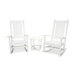 POLYWOOD Vineyard 3-Piece Rocking Set with Matching Side Table -VERMONT WOODS PWS355 1 WH White