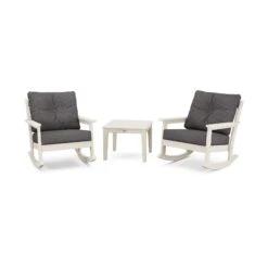 POLYWOOD Vineyard 3-Piece Deep Seating Rocker Set -VERMONT WOODS PWS396 2 SA145986 Sand Ash Charcoal