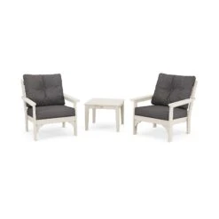 POLYWOOD Vineyard 3-Piece Deep Seating Set -VERMONT WOODS PWS402 2 SA145986 Sand Ash Charcoal