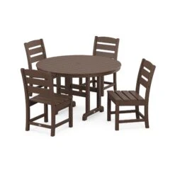 POLYWOOD Lakeside 5-Piece Round Side Chair Dining Set -VERMONT WOODS PWS517 1 MA Mahogany