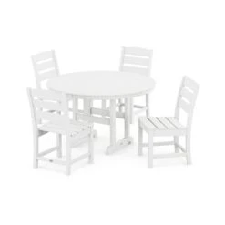 POLYWOOD Lakeside 5-Piece Round Side Chair Dining Set -VERMONT WOODS PWS517 1 WH White