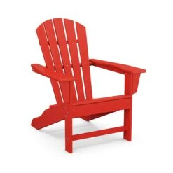 POLYWOOD Palm Coast Adirondack Chair - Contemporary Outdoor Seating -VERMONT WOODS Palm Coast Adirondack Chair HNA10SR Sunset Red
