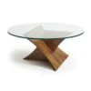 Modern Round Glass Coffee Table with Sculptural Solid Walnut Base 1 Modern Round Glass Coffee Table with Sculptural Solid Walnut Base -VERMONT WOODS Planes Walnut Round Glass Top Coffee Table 786fed71 ac18 426d b4fa ed4879de144c