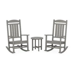 POLYWOOD Presidential 3-Piece Rocker Set with Round Side Table 14 POLYWOOD Presidential 3-Piece Rocker Set with Round Side Table -VERMONT WOODS Presidential 3 Piece Rocker Set PWS109 1 GY Slate Grey
