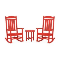 POLYWOOD Presidential 3-Piece Rocker Set with Round Side Table 20 POLYWOOD Presidential 3-Piece Rocker Set with Round Side Table -VERMONT WOODS Presidential 3 Piece Rocker Set PWS109 1 SR Sunset Red
