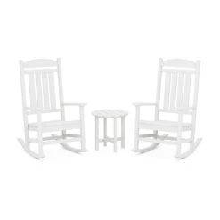 POLYWOOD Presidential 3-Piece Rocker Set with Round Side Table 18 POLYWOOD Presidential 3-Piece Rocker Set with Round Side Table -VERMONT WOODS Presidential 3 Piece Rocker Set PWS109 1 WH White