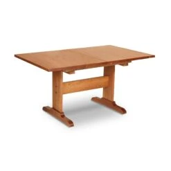 Handcrafted Rectangular Trestle Dining Table with Extension Leaf