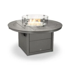 POLYWOOD Round 48" Fire Pit Table -VERMONT WOODS Round 48 Inch Fire Pit Table CTF48RGY Slate Grey