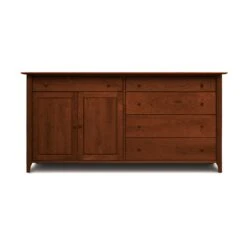 Copeland Sarah Shaker 2-Door, 5-Drawer Solid Wood Buffet -VERMONT WOODS Sarah Cherry 5 Drawer 2 Door Buffet Doors Left Cognac Cherry