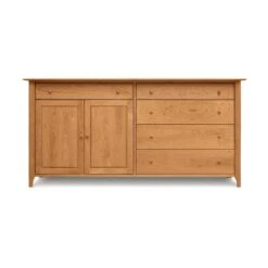 Copeland Sarah Shaker 2-Door, 5-Drawer Solid Wood Buffet -VERMONT WOODS Sarah Cherry 5 Drawer 2 Door Buffet Doors Left Natural Cherry