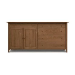 Copeland Sarah Shaker 2-Door, 5-Drawer Solid Wood Buffet -VERMONT WOODS Sarah Cherry 5 Drawer 2 Door Buffet Doors Left Saddle Cherry