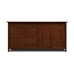 Copeland Sarah Shaker 2-Door, 5-Drawer Solid Wood Buffet -VERMONT WOODS Sarah Cherry 5 Drawer 2 Door Buffet Doors Right Cognac Cherry