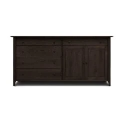 Copeland Sarah Shaker 2-Door, 5-Drawer Solid Wood Buffet -VERMONT WOODS Sarah Cherry 5 Drawer 2 Door Buffet Doors Right Smoke Cherry