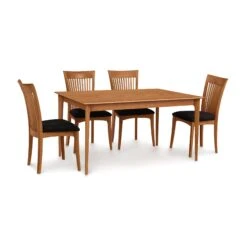 Copeland Sarah Shaker Tapered Leg Solid Top Dining Table -VERMONT WOODS Sarah Cherry Four Leg Solid Top Table 36x60 Natural Cherry