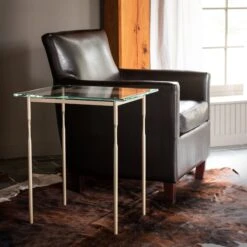 Hubbardton Forge Senza Side Table with Clear Tempered Glass Top -VERMONT WOODS Senza End Table 7