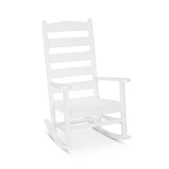 POLYWOOD Shaker Porch Rocking Chair - Classic Outdoor Comfort -VERMONT WOODS Shaker Porch Rocking Chair R114WH White